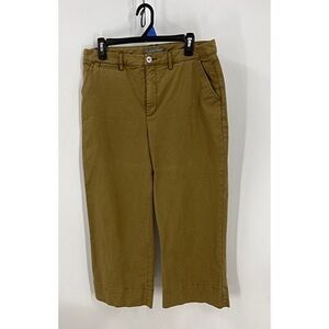 Garnet Hill 96% organic cotton 2% spandex wide leg high rise trouser 12